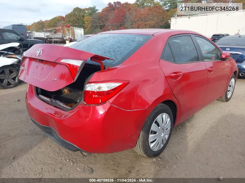 2015 Toyota Corolla Le VIN: 2T1BURHE0FC345268 Lot: 40759536