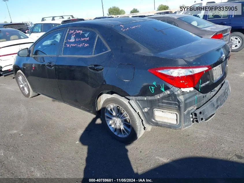 2015 Toyota Corolla Le Plus VIN: 5YFBURHE9FP335905 Lot: 40759681