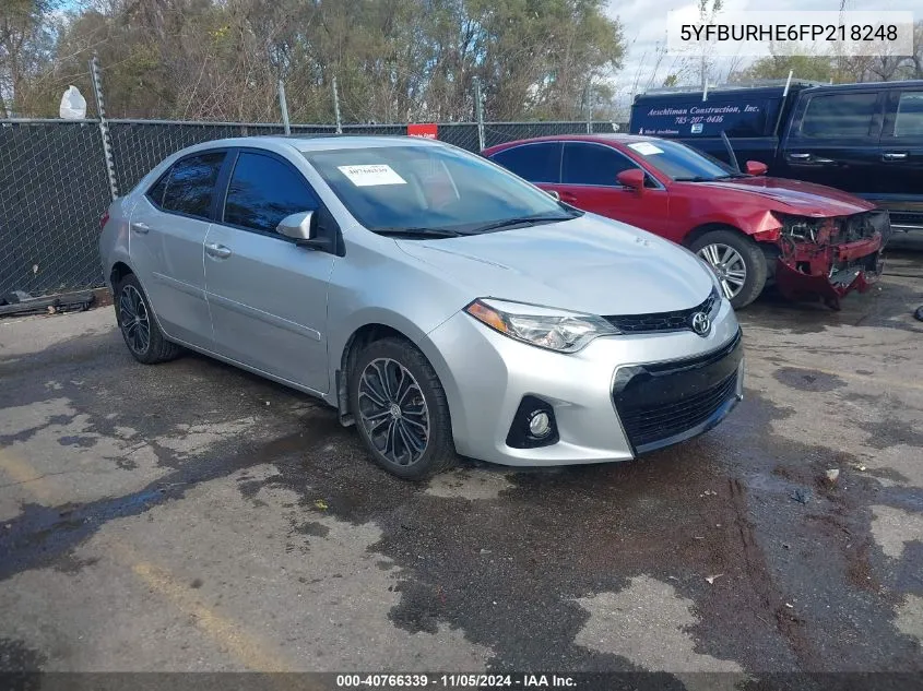 2015 Toyota Corolla L/Le/Le Pls/Prm/S/S Pls VIN: 5YFBURHE6FP218248 Lot: 40766339