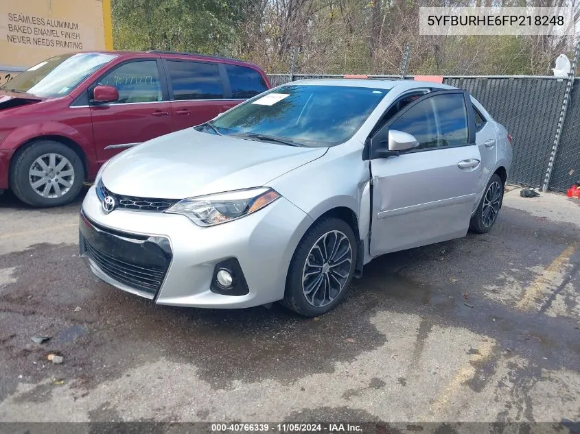 2015 Toyota Corolla L/Le/Le Pls/Prm/S/S Pls VIN: 5YFBURHE6FP218248 Lot: 40766339