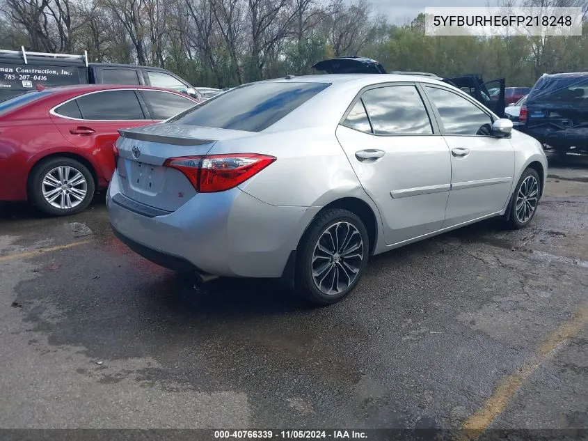 2015 Toyota Corolla L/Le/Le Pls/Prm/S/S Pls VIN: 5YFBURHE6FP218248 Lot: 40766339