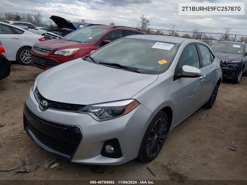 2015 Toyota Corolla S Plus VIN: 2T1BURHE9FC257870 Lot: 40769892