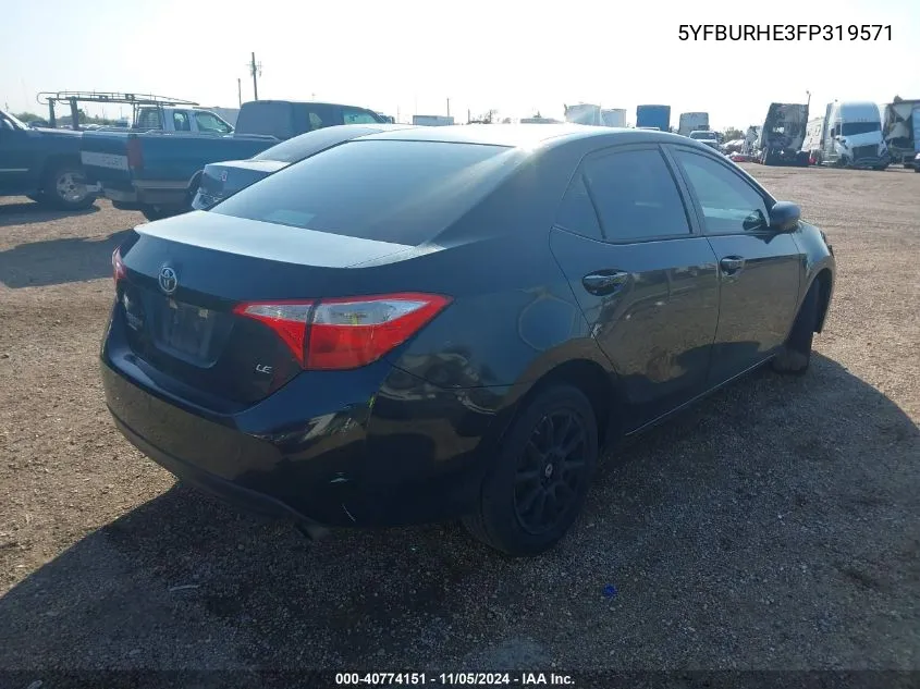 2015 Toyota Corolla Le VIN: 5YFBURHE3FP319571 Lot: 40774151