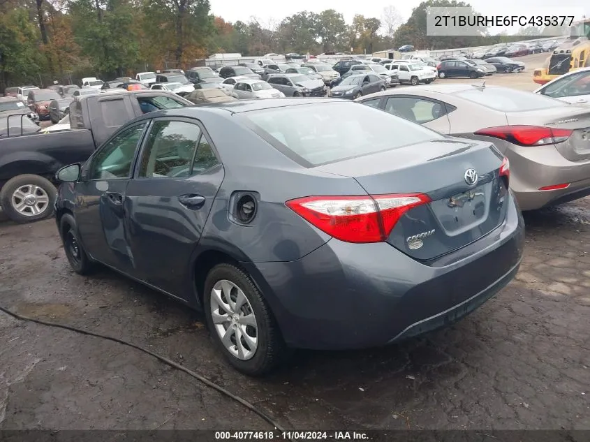 2015 Toyota Corolla Le VIN: 2T1BURHE6FC435377 Lot: 40774618