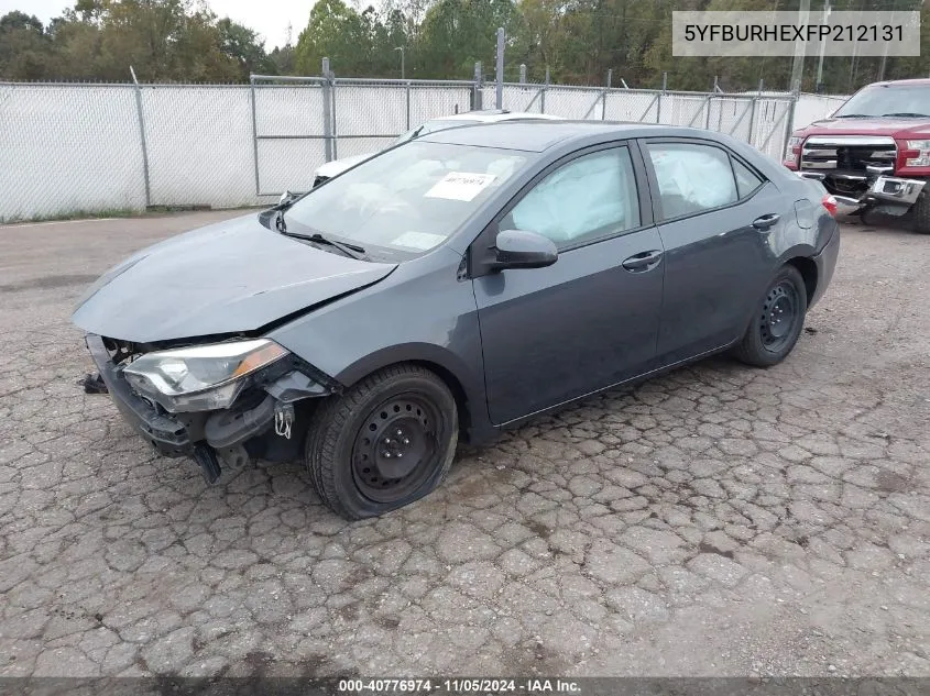 2015 Toyota Corolla Le VIN: 5YFBURHEXFP212131 Lot: 40776974