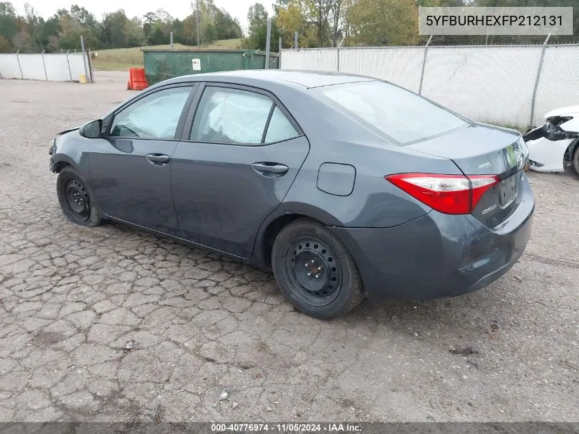 2015 Toyota Corolla Le VIN: 5YFBURHEXFP212131 Lot: 40776974