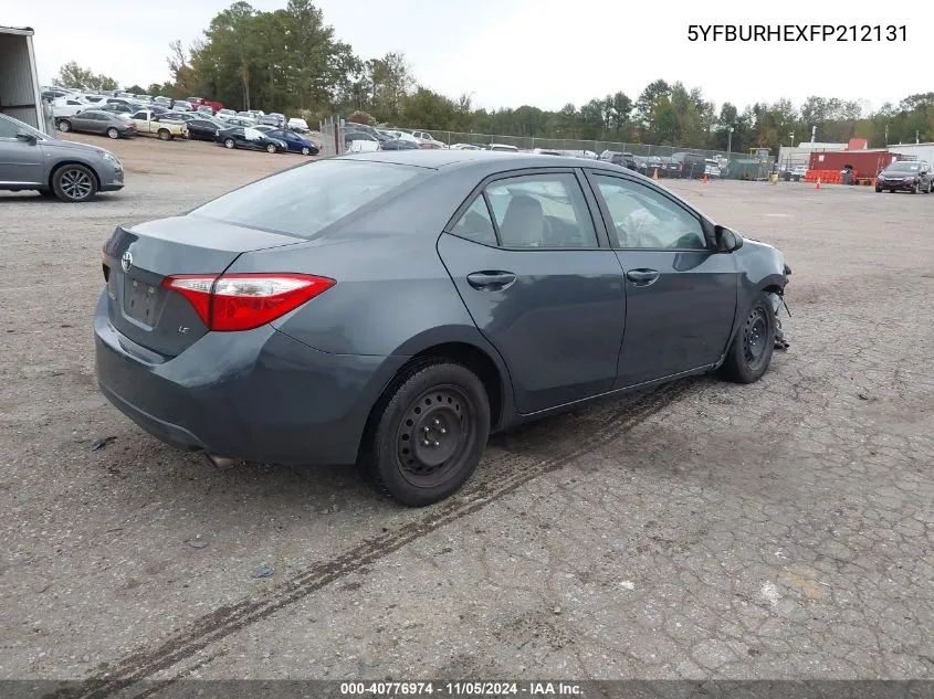 2015 Toyota Corolla Le VIN: 5YFBURHEXFP212131 Lot: 40776974