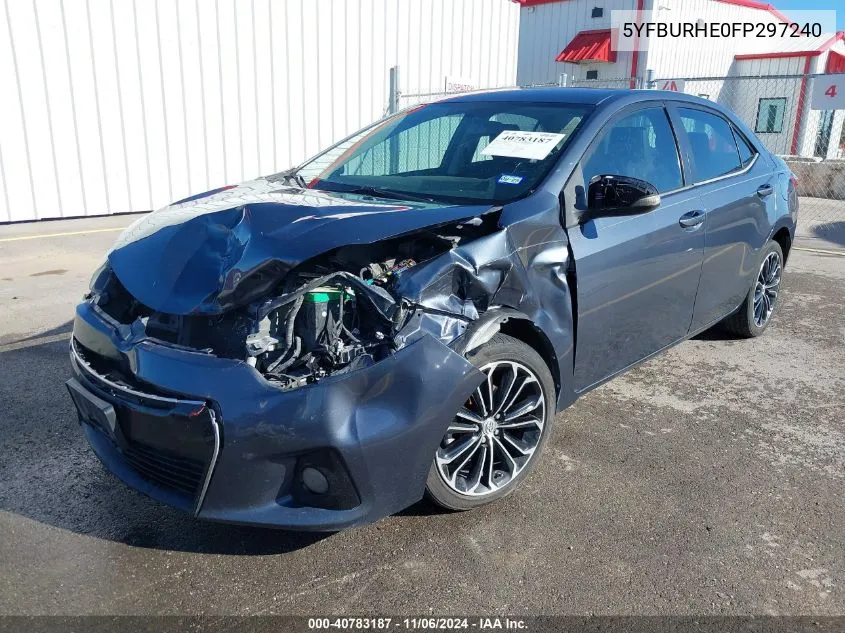 2015 Toyota Corolla S Plus VIN: 5YFBURHE0FP297240 Lot: 40783187