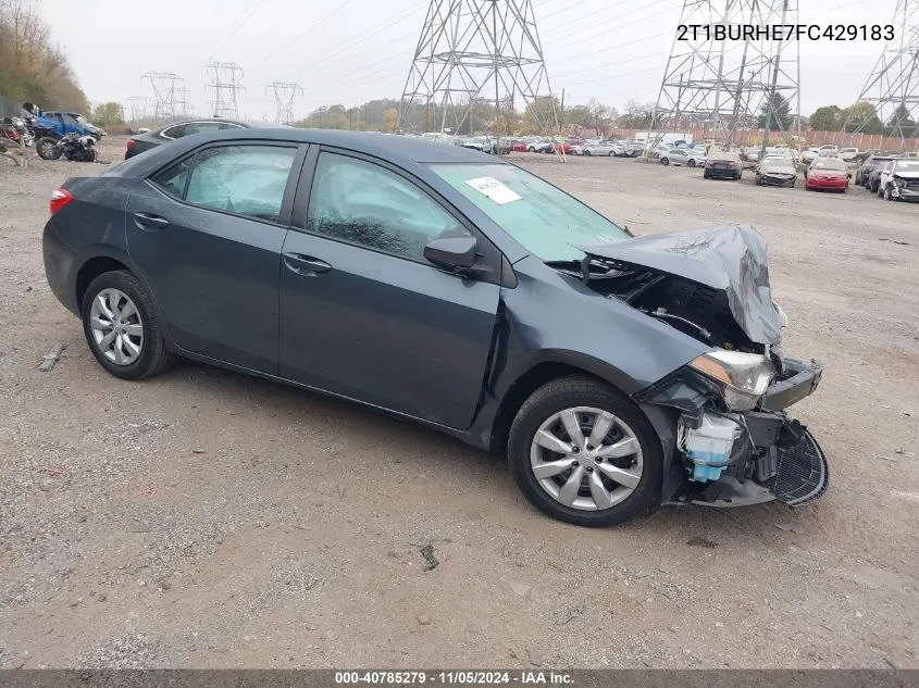 2015 Toyota Corolla Le VIN: 2T1BURHE7FC429183 Lot: 40785279