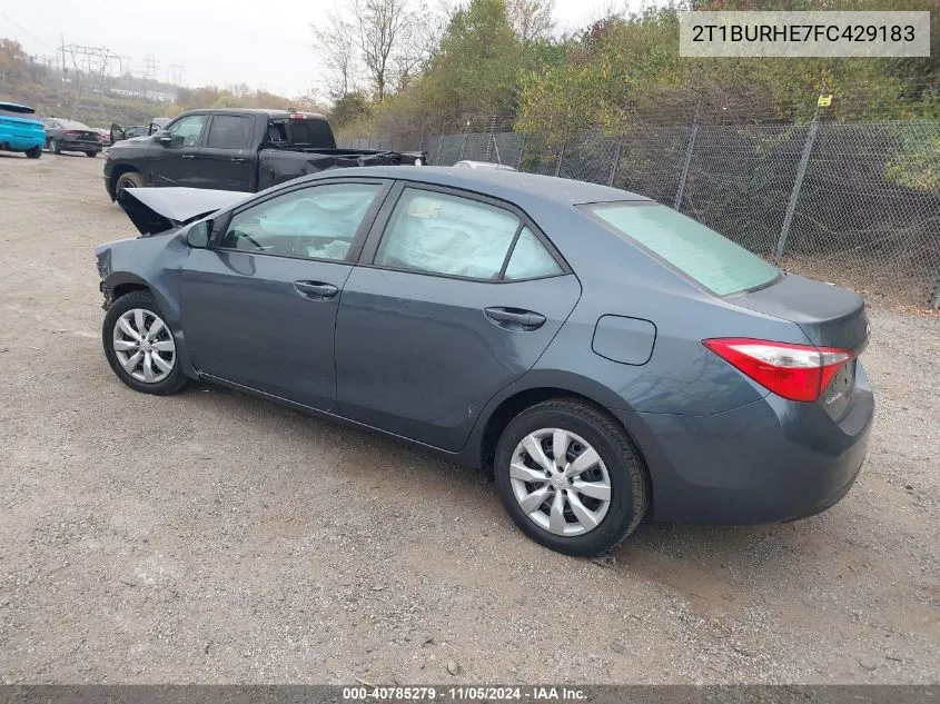 2015 Toyota Corolla Le VIN: 2T1BURHE7FC429183 Lot: 40785279