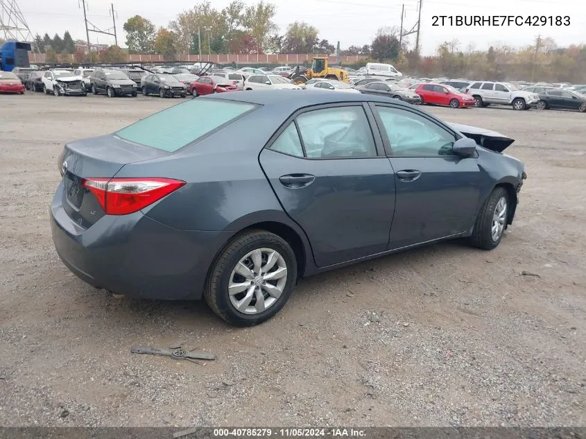 2015 Toyota Corolla Le VIN: 2T1BURHE7FC429183 Lot: 40785279