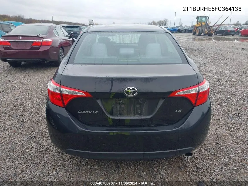 2015 Toyota Corolla Le VIN: 2T1BURHE5FC364138 Lot: 40788737