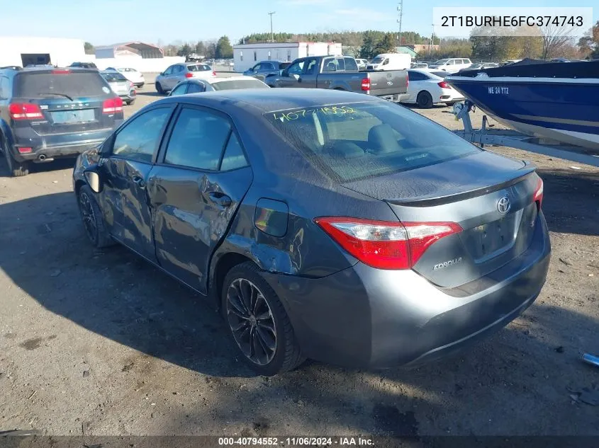 2015 Toyota Corolla S Plus VIN: 2T1BURHE6FC374743 Lot: 40794552