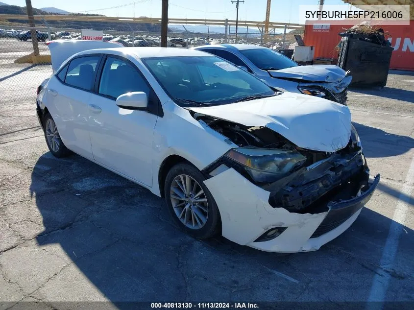 2015 Toyota Corolla Le Plus VIN: 5YFBURHE5FP216006 Lot: 40813130