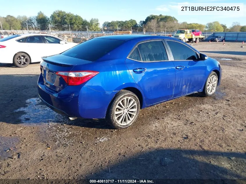 2015 Toyota Corolla S Plus VIN: 2T1BURHE2FC340475 Lot: 40813717