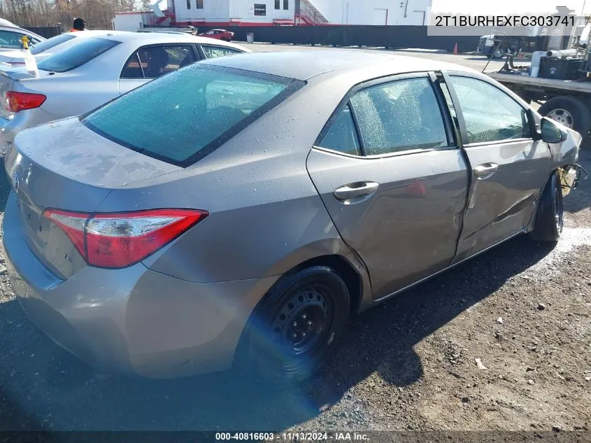 2015 Toyota Corolla Le VIN: 2T1BURHEXFC303741 Lot: 40816603