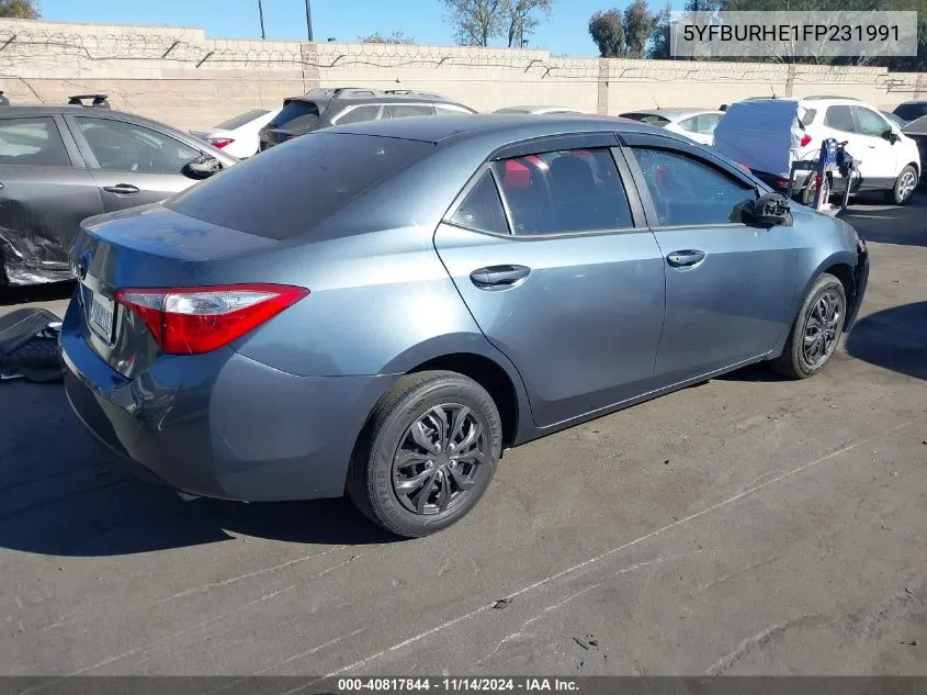 2015 Toyota Corolla L VIN: 5YFBURHE1FP231991 Lot: 40817844