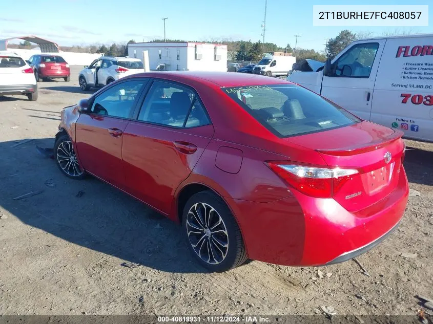 2015 Toyota Corolla S Plus VIN: 2T1BURHE7FC408057 Lot: 40819931