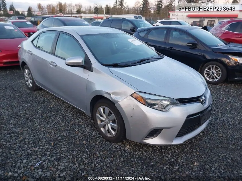 2015 Toyota Corolla Le VIN: 5YFBURHE2FP293643 Lot: 40820932