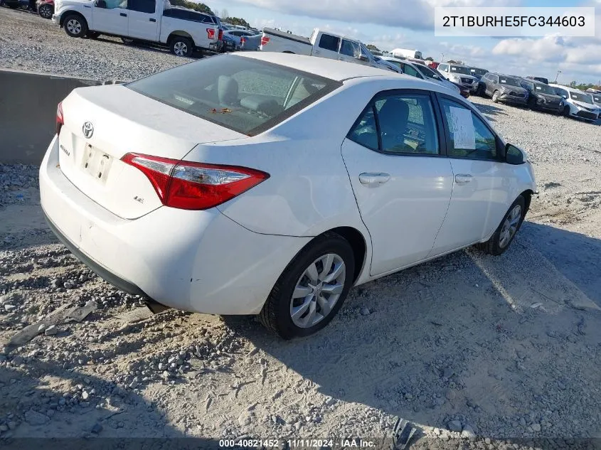 2015 Toyota Corolla Le VIN: 2T1BURHE5FC344603 Lot: 40821452