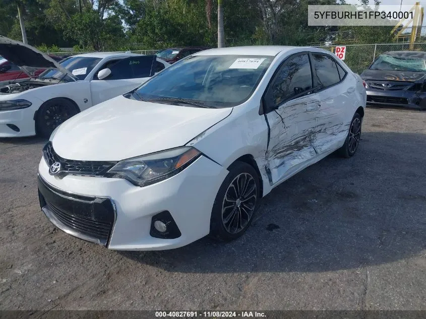 2015 Toyota Corolla S Plus VIN: 5YFBURHE1FP340001 Lot: 40827691