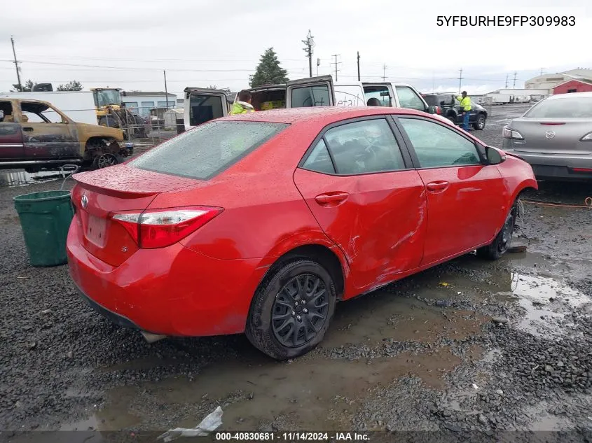 2015 Toyota Corolla S VIN: 5YFBURHE9FP309983 Lot: 40830681