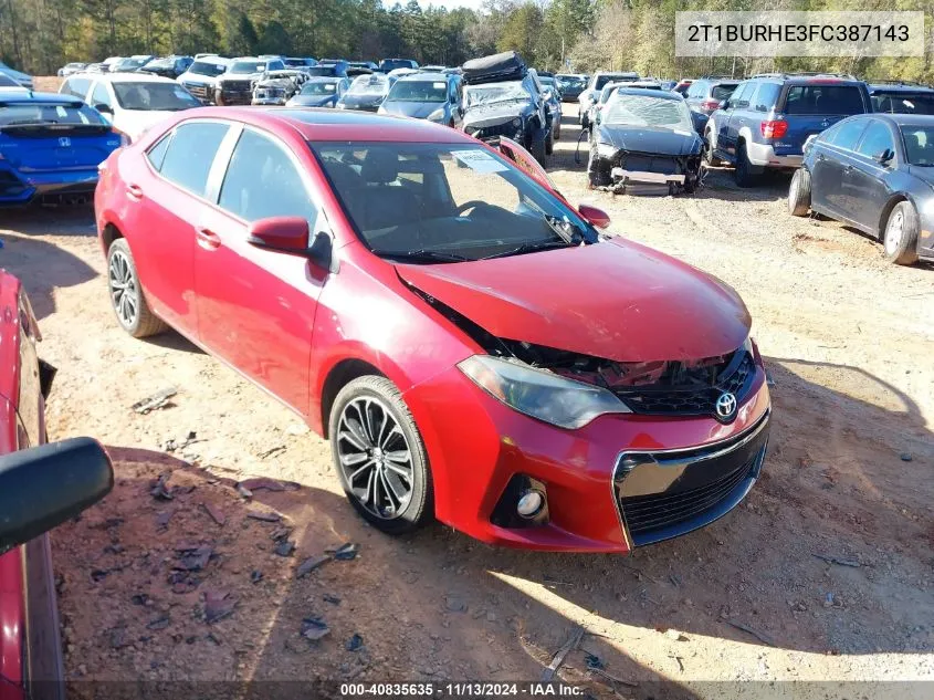 2015 Toyota Corolla S Plus VIN: 2T1BURHE3FC387143 Lot: 40835635