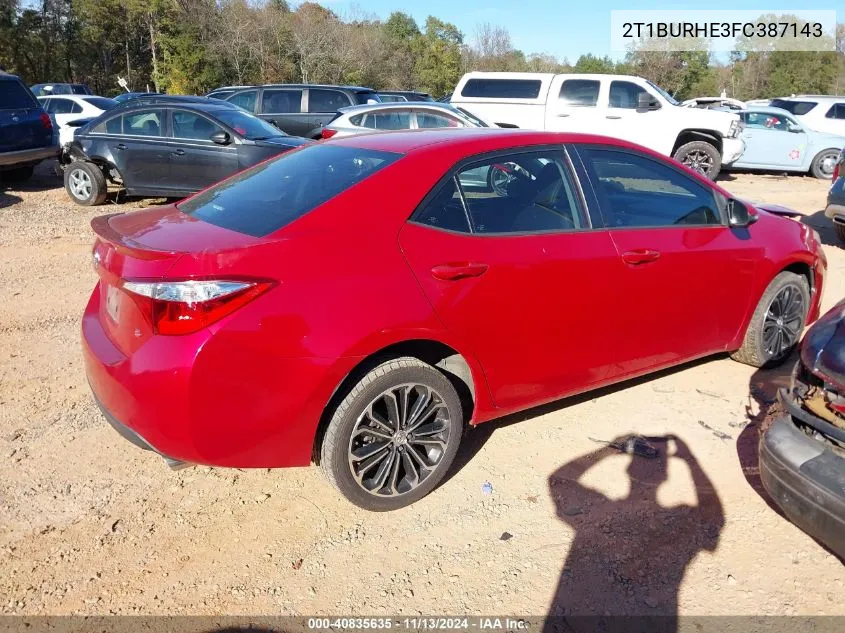 2015 Toyota Corolla S Plus VIN: 2T1BURHE3FC387143 Lot: 40835635