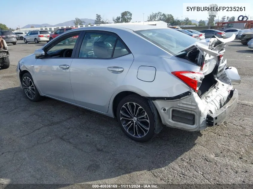 2015 Toyota Corolla S Plus VIN: 5YFBURHE6FP235261 Lot: 40836169