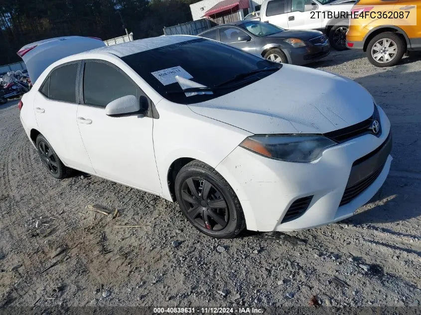 2015 Toyota Corolla Le VIN: 2T1BURHE4FC362087 Lot: 40839631