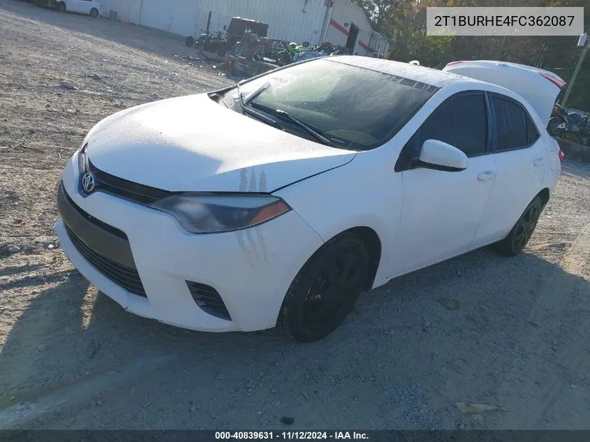 2015 Toyota Corolla Le VIN: 2T1BURHE4FC362087 Lot: 40839631