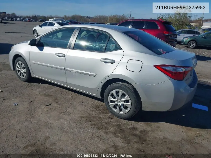 2015 Toyota Corolla L VIN: 2T1BURHE9FC375952 Lot: 40839833