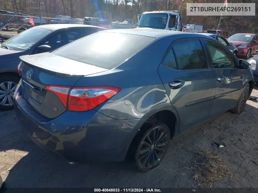 2015 Toyota Corolla S Plus VIN: 2T1BURHE4FC269151 Lot: 40848033