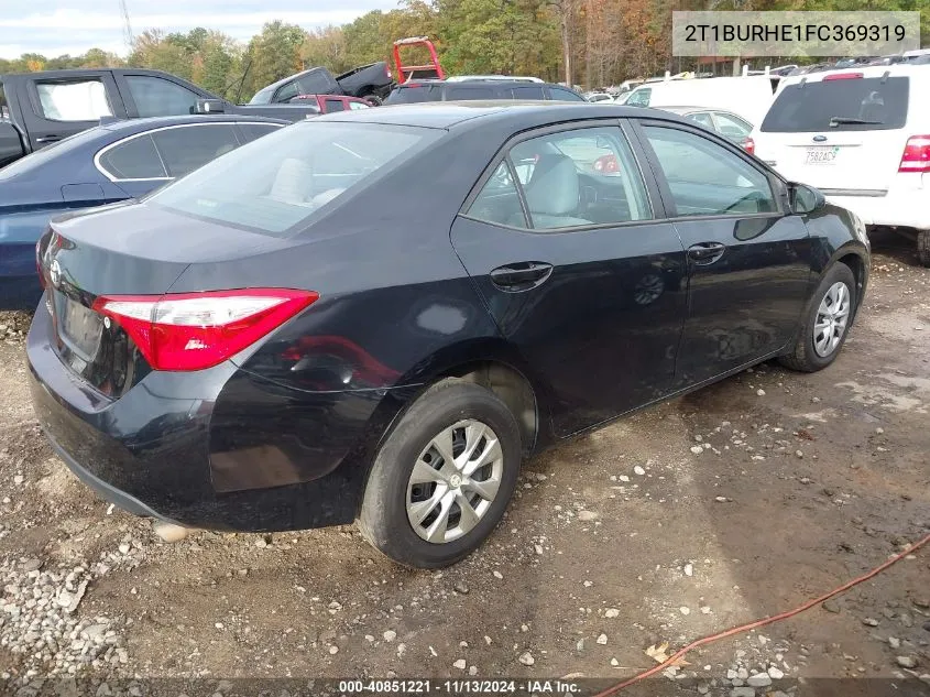 2015 Toyota Corolla L VIN: 2T1BURHE1FC369319 Lot: 40851221