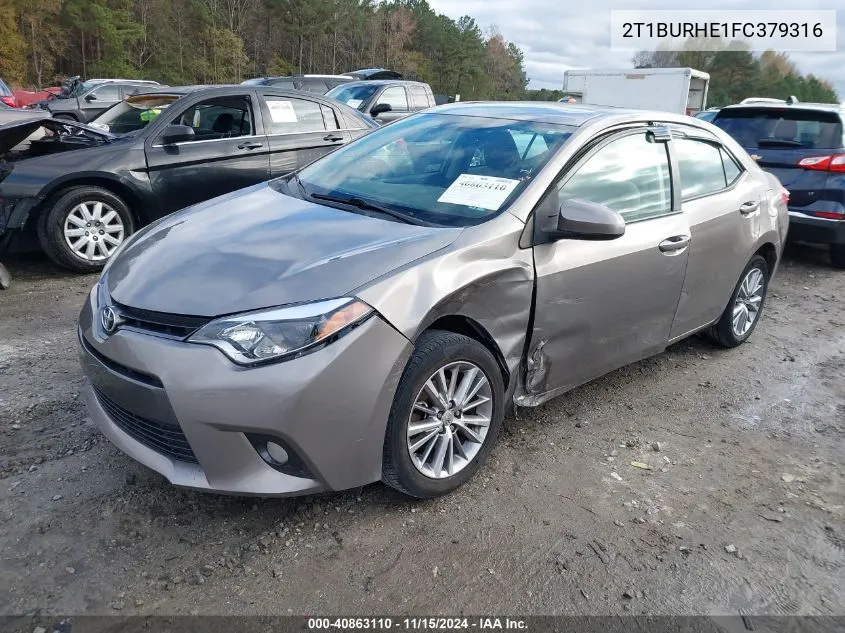 2015 Toyota Corolla L/Le/Le Pls/Prm/S/S Pls VIN: 2T1BURHE1FC379316 Lot: 40863110