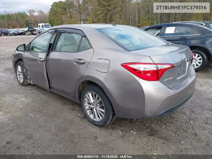 2015 Toyota Corolla L/Le/Le Pls/Prm/S/S Pls VIN: 2T1BURHE1FC379316 Lot: 40863110