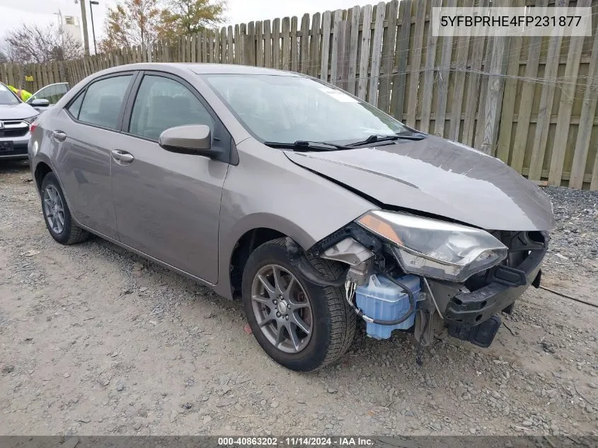 2015 Toyota Corolla Le Eco VIN: 5YFBPRHE4FP231877 Lot: 40863202