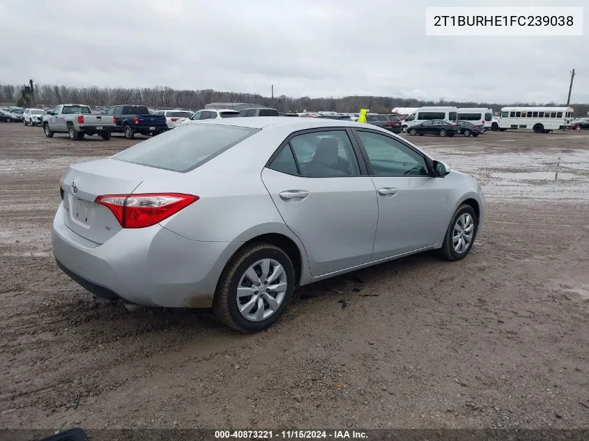 2015 Toyota Corolla Le VIN: 2T1BURHE1FC239038 Lot: 40873221