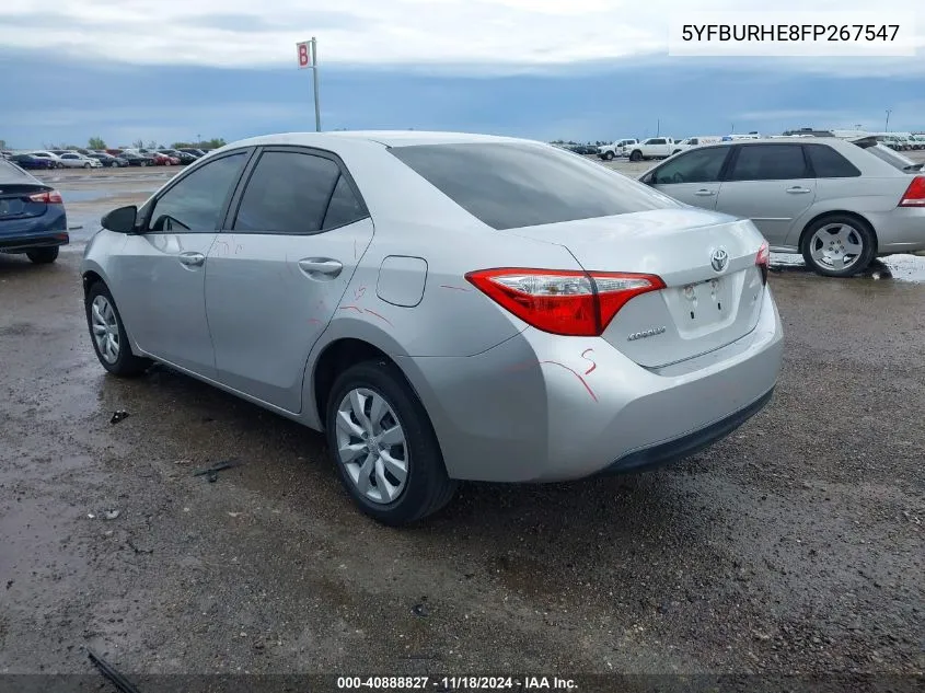 2015 Toyota Corolla Le VIN: 5YFBURHE8FP267547 Lot: 40888827