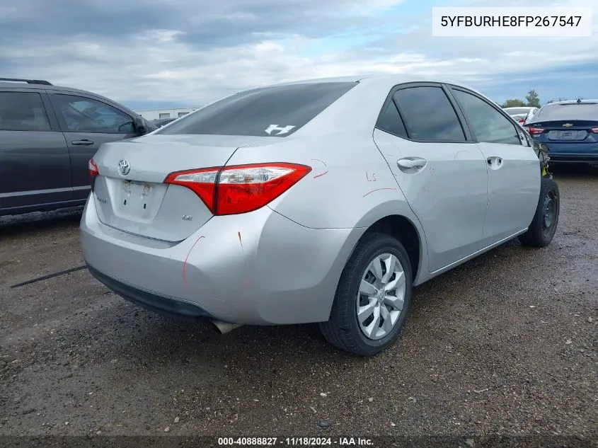 2015 Toyota Corolla Le VIN: 5YFBURHE8FP267547 Lot: 40888827