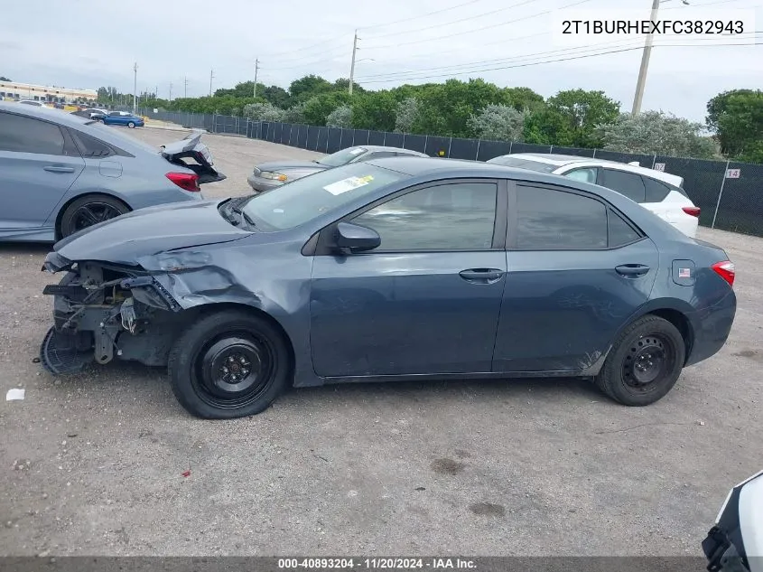 2015 Toyota Corolla Le VIN: 2T1BURHEXFC382943 Lot: 40893204