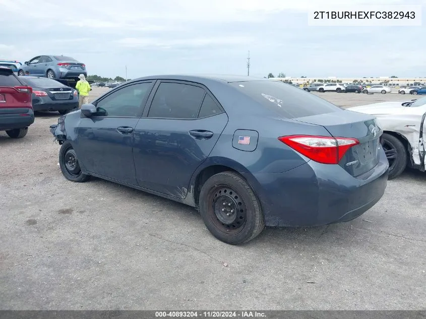 2015 Toyota Corolla Le VIN: 2T1BURHEXFC382943 Lot: 40893204