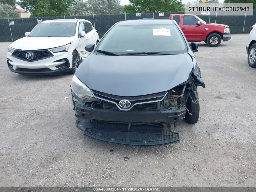 2015 Toyota Corolla Le VIN: 2T1BURHEXFC382943 Lot: 40893204