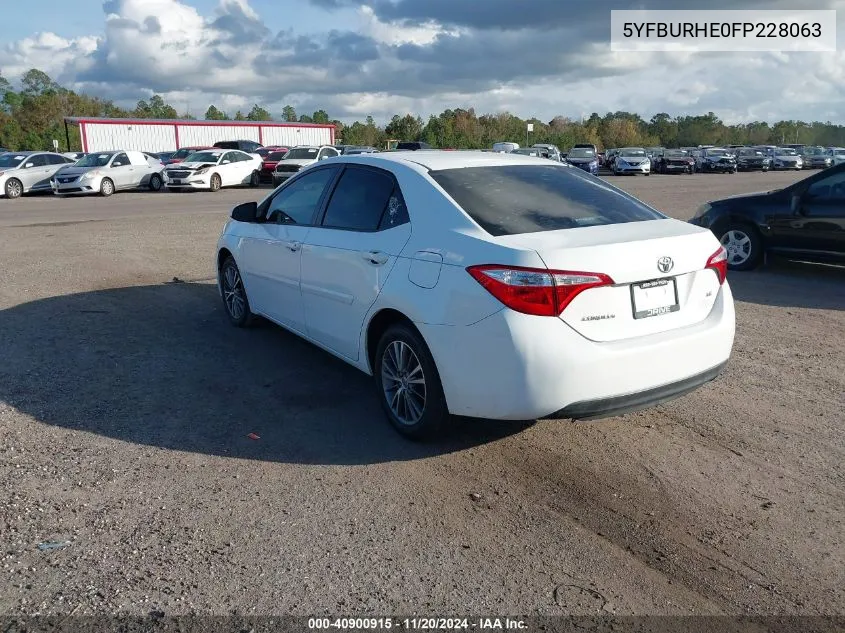 2015 Toyota Corolla Le Plus VIN: 5YFBURHE0FP228063 Lot: 40900915