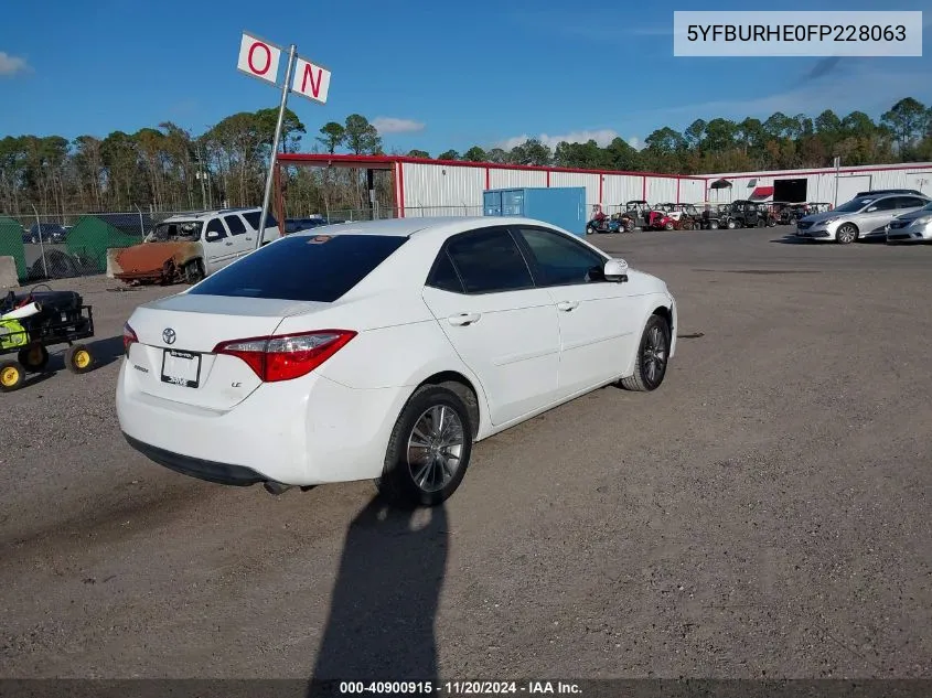 2015 Toyota Corolla Le Plus VIN: 5YFBURHE0FP228063 Lot: 40900915