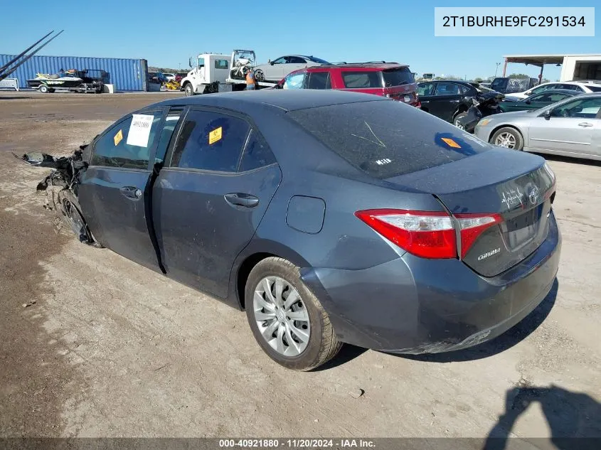 2015 Toyota Corolla Le VIN: 2T1BURHE9FC291534 Lot: 40921880