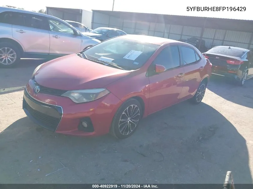 2015 Toyota Corolla S Plus VIN: 5YFBURHE8FP196429 Lot: 40922919