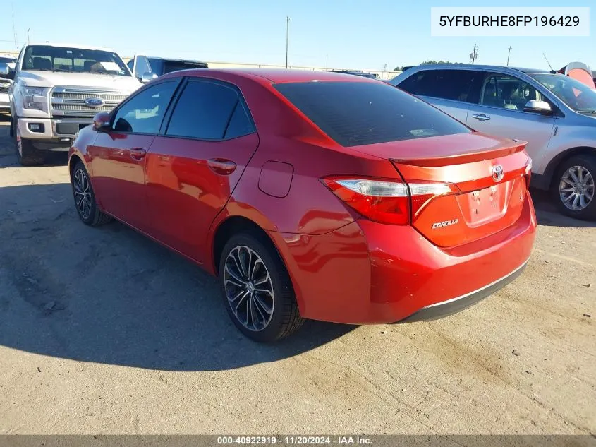 2015 Toyota Corolla S Plus VIN: 5YFBURHE8FP196429 Lot: 40922919