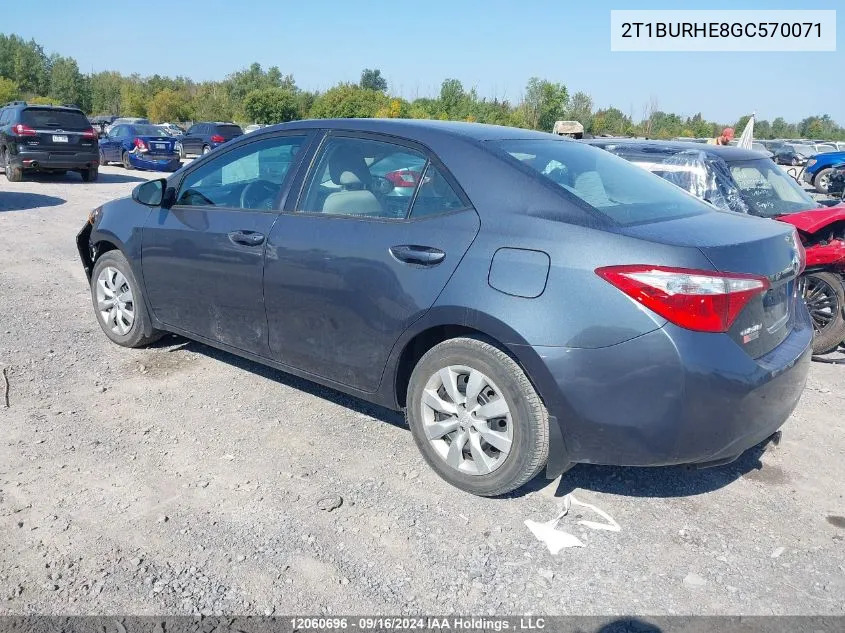 2016 Toyota Corolla L/Le/Le Pls/Prm/S/S Pls VIN: 2T1BURHE8GC570071 Lot: 12060696