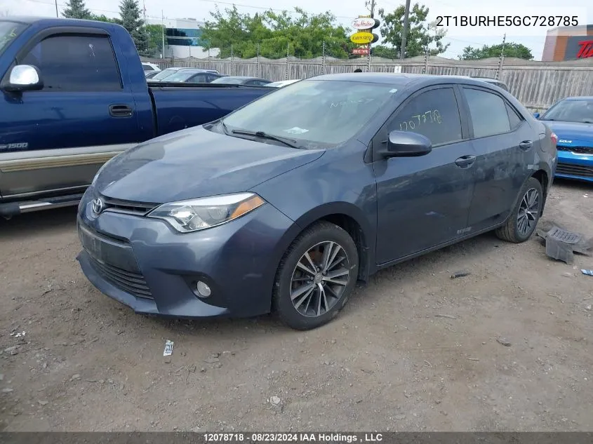 2T1BURHE5GC728785 2016 Toyota Corolla Le